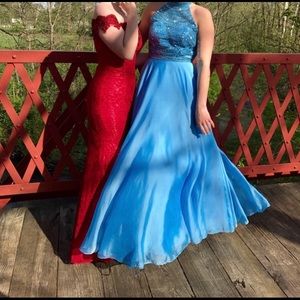 Periwinkle Blue Sherri Hill Two Piece Prom Dress